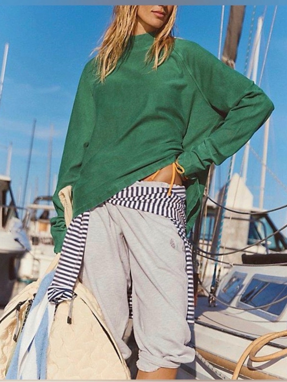 NWT Free People FP Movement Restoration Layer - heritage green - Picture 2 of 3